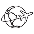 Icon: Plane flying around globe