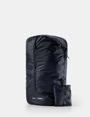 Black laundry bag with a pocket on a white background
