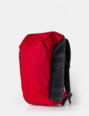 red backpack on white background