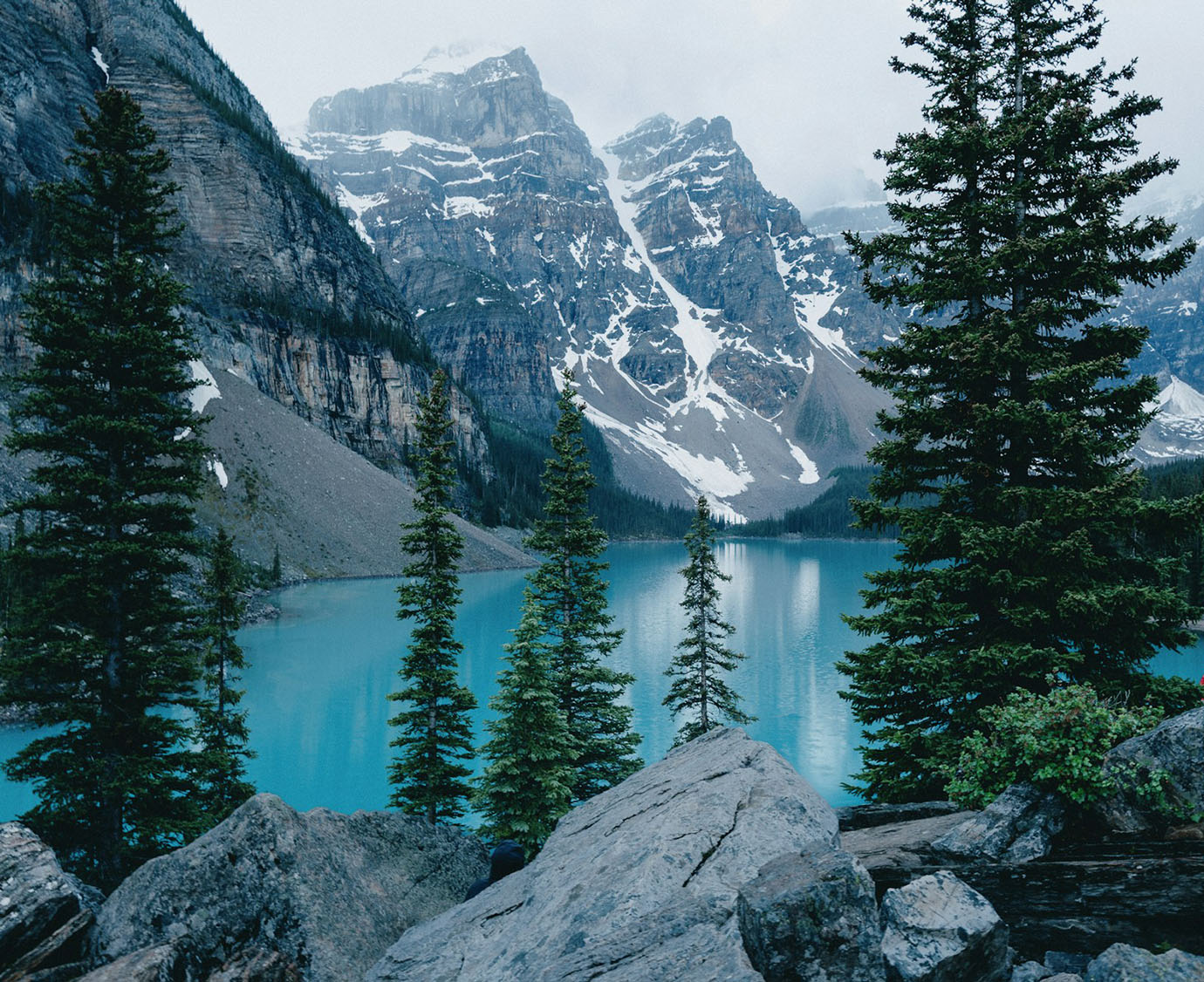 An alpine lake in winter in Banff